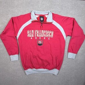NFL San Francisco 49ers Quarter Zip Sweatshirt Red Gray Pullover Large